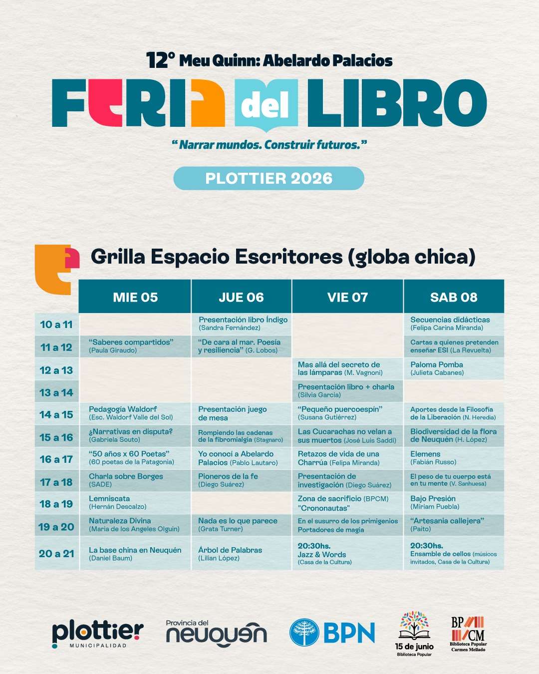 Grilla de programación de la Globa de Stands